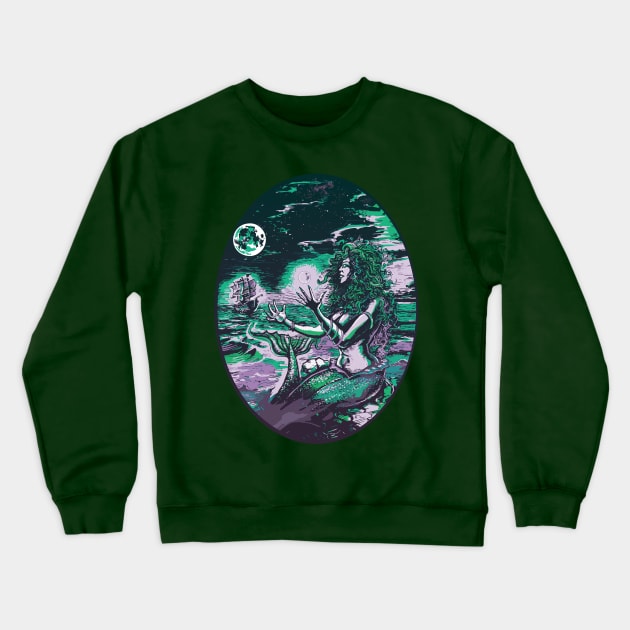 Mermaid Siren Sea Pearl Atlantis Crewneck Sweatshirt by monstermangraphic